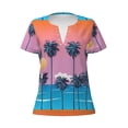 thumbnail image 3 of Naloa Beach with Palm Trees Print T-Shirts Short Sleeve V Neck Tees for Women Fashion Tops Trendy Lightweight Soft Casual Summer Outfits Clothes, 3 of 5