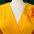thumbnail image 6 of AURA Womens Summer 2025 V Neck Short Sleeve Pleated Midi Dress High Waist Solid Color Elegant, 6 of 9