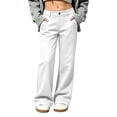 thumbnail image 4 of Ticikt Solid Straight Leg Sweatpants, Partial Elastic Waist Casual Trousers for Boys Girls Fall Winter Daily Outfits,White, 4 of 7