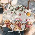 thumbnail image 2 of Gingerbread Christmas Round Tablecloth, Fitted Table Cover with Elastic for 36"-44" Round Tables, Xmas Balls Branches Farmhouse Table Cloth Outdoor Indoor Dinning Party Waterproof Tablecloths, 2 of 7