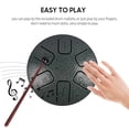 thumbnail image 4 of Tambor de acero 6 notas 3.8 pulgadas Mini Steel Tongue Drum Hand Pan Drum Zen Drum Instrumento de percusión con baquetas para principiantes Educación musical Concierto Mind Healing Yoga Meditación Tomshoo Tambor de acero, 4 of 6