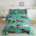 thumbnail image 2 of Erosebridal Teens Wildlife Horse Comforter Sets Queen Size,Teal Pink Bedding Queen Comforter Set,Flower Decor,Ultra Soft,3-Piece, 2 of 8