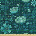 thumbnail image 2 of Ambesonne Aquatic Floral Fabric by the Yard Upholstery, Dreamy Night Flowers, 1 Yard, Petrol Blue Dark Teal, 2 of 5