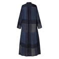 thumbnail image 4 of ZANZEA Womens Long Sleeve Check Plaid /Solid Color Split Skirt Side Long Dress, 4 of 6