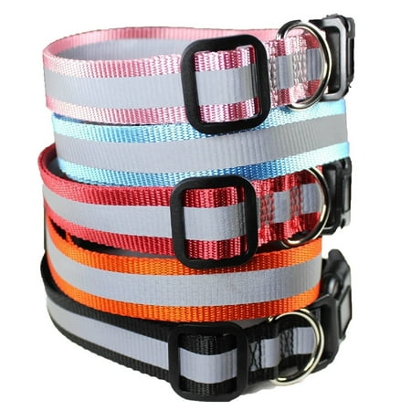 Pet Puppy Cat Dog Collar Reflective Safety Nylon Pink sz XXS/XS (neck 8