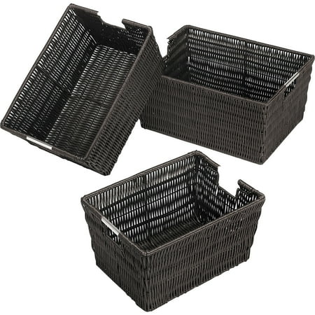 Whitmor Rattique Storage Baskets Espresso Set of 3