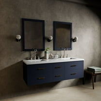 Tuckerton 60 in W x 22 in D Blue Double Bath Vanity, White Quartz Top and 28 in Mirrors