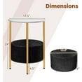 thumbnail image 2 of SSyao Round End Table, Small Side Table with Removable Fabric Basket, Modern Bedside Table with Metal Frame, Sofa Couch Accent Table for Small Space Living Room, Nightstand for Bedroom-White, 2 of 10