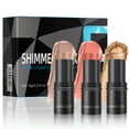 thumbnail image 4 of Dvkptbk Contouring stick High Gloss Powder Blusher Repair Stick 3-piece Set Box Facial High Gloss Stick Powder Blusher Cream Makeup Set, 4 of 9