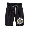 thumbnail image 3 of Women's High Waisted Baggy Shorts Bermuda Shorts for Women Floral Knee Length Elastic Waist Drawstring Loose Wide Leg Shorts Summer Beach Vacation Trendy 2025 S-5XL, 3 of 3