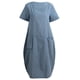 thumbnail image 4 of Vestido suelto ocasional de la vendimia del verano del bolsillo de la manga del cortocircuito del Romacci Vestido, 4 of 7