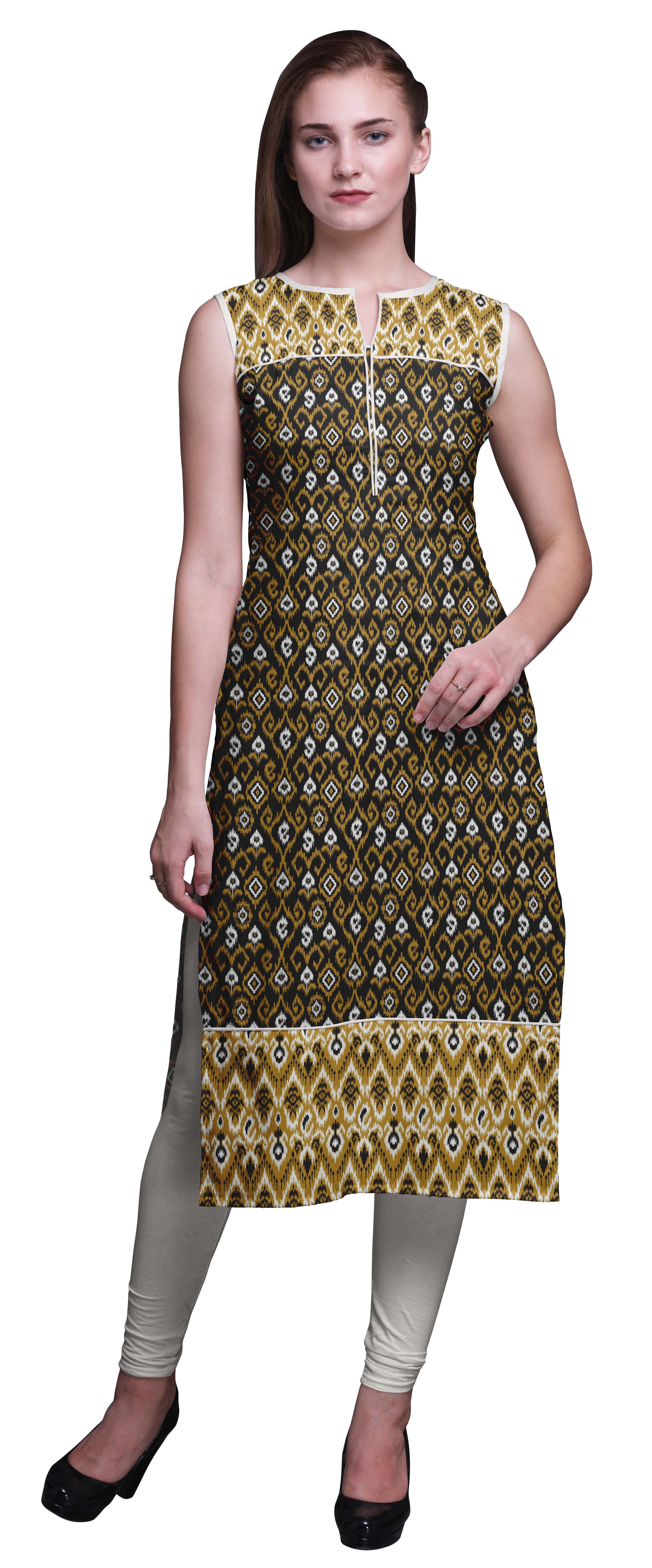 Buy Rangavali Cotton Sleeveless Kurta | Readymade Outfit Cotton Kurti for  Women | Dress for Ladies | Printed 1 Pcs | Rust, 32, S at Amazon.in