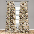 thumbnail image 5 of Ambesonne Vintage Curtains, 90s Theme Retro Fun Items, Pair of 28"x84", Mustard, 5 of 5