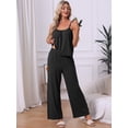 thumbnail image 2 of DARING DIVA Women's Cami Tank Top and Pants Pleated Pajama Sets with Pockets M Black, 2 of 6