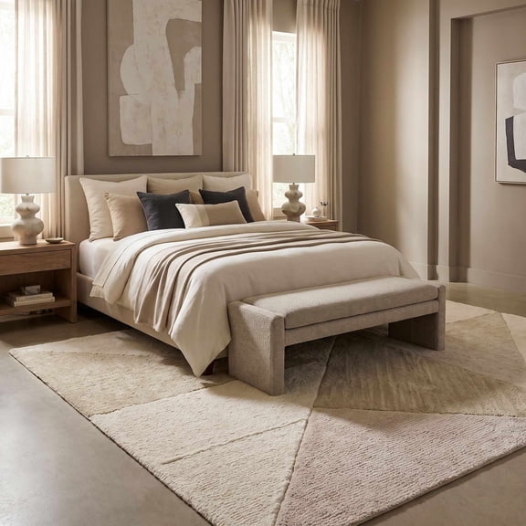 Hauteloom Zonza Living Room, Bedroom Area Rug - Machine Washable Wool - Contemporary Modern Abstract Geometric - Brown, Beige, Cream, Sand - 2' x 3'