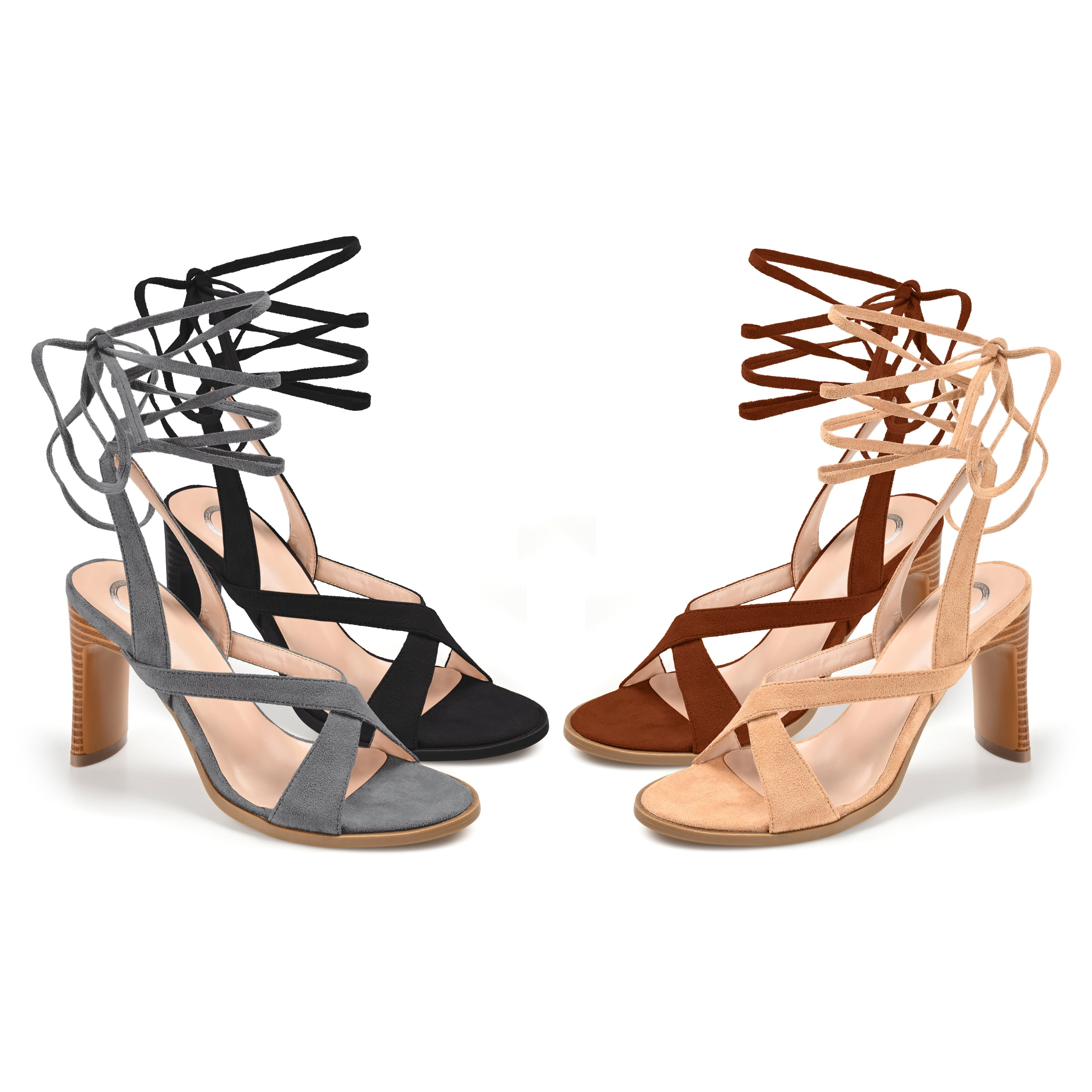 Journee Collection Womens Adalee Open Toe High Stacked Heel Pumps