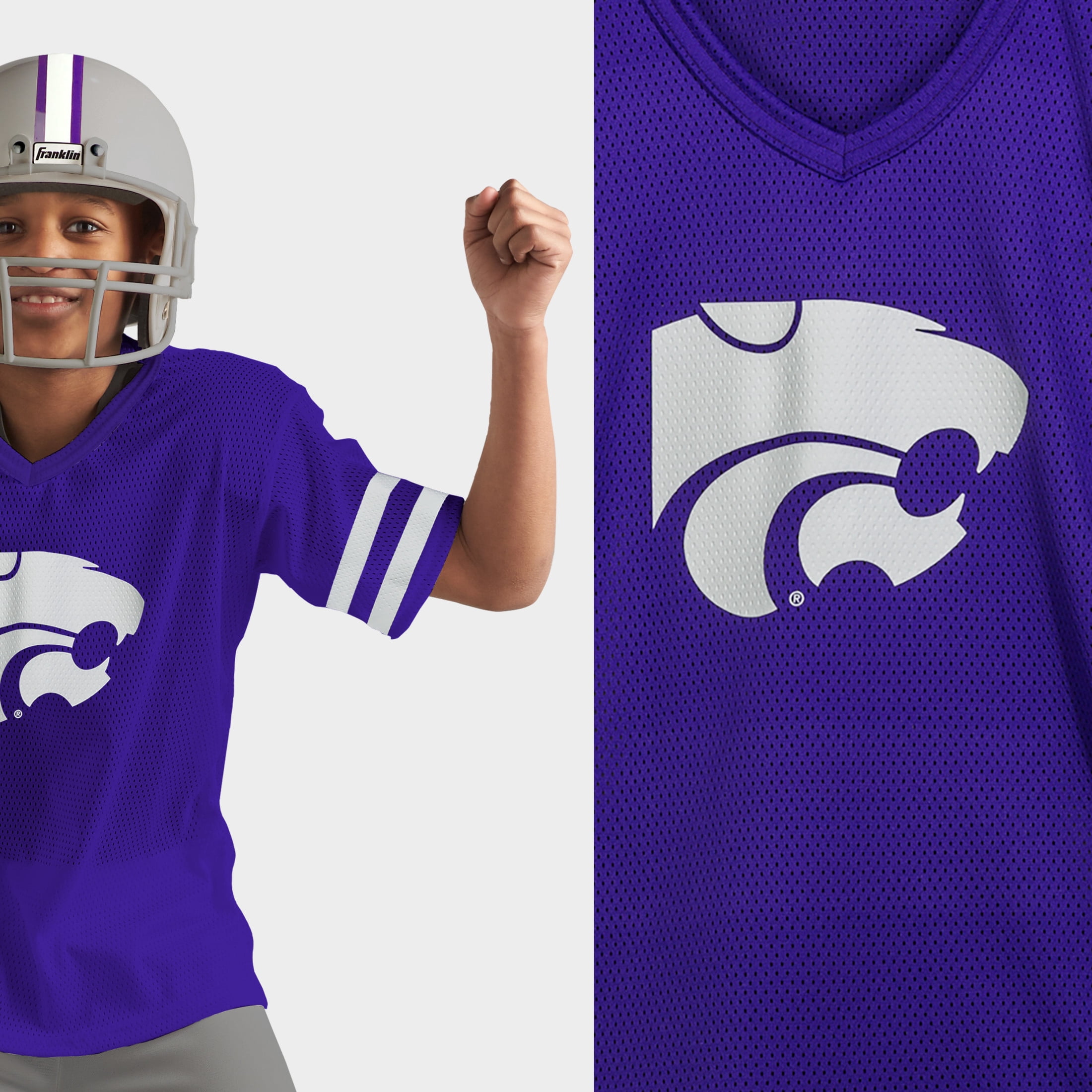 Franklin Sports Kansas State Wildcats Football Helmet & Uniform Set - Deluxe Youth Costume - Size Small - Ages 4-6 - College NCAA Official Licensed