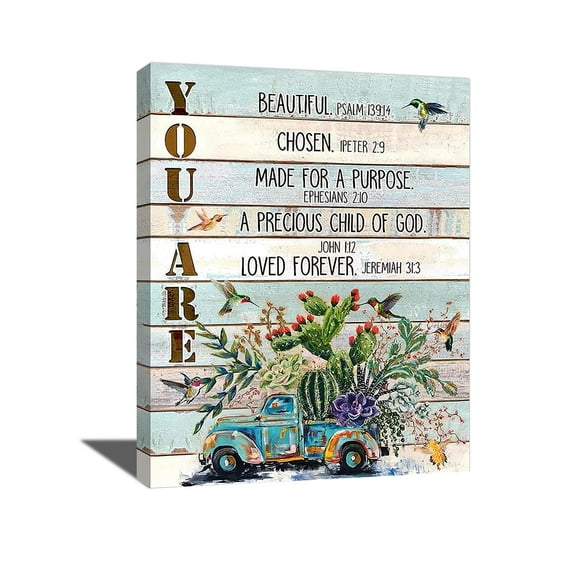 Loodaent Christian Motivational Quotes 12” x 16” Framed Canvas Art Prints