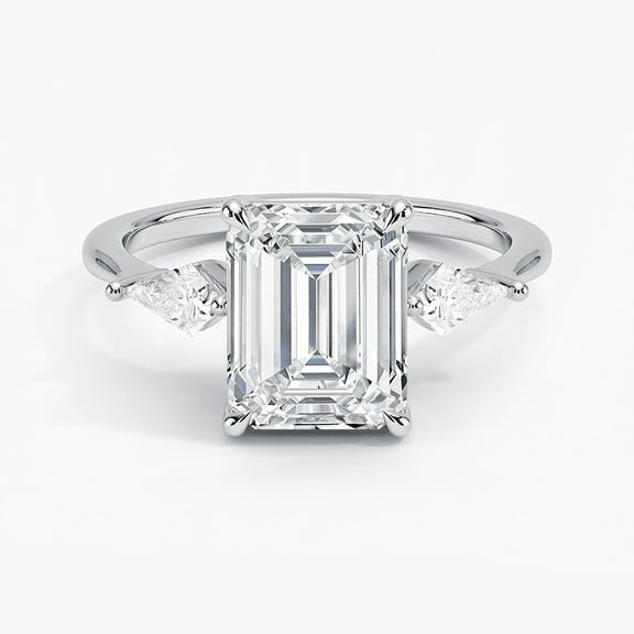 Zoya Jewel 2.2 Ct Emerald Cut Diamond Ring - 14K White Gold Plated Wedding Ring - Valentine’s Proposal Gift for Her - Stunning Silver Anniversary Jewelry for Women's Wedding