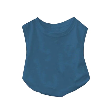 Efsteb Boys Tank Tops Summer Fashion Casual Roun Neck Sleeveless Tops Soid Color Loose Shirts (Dark Blue 1 Years)