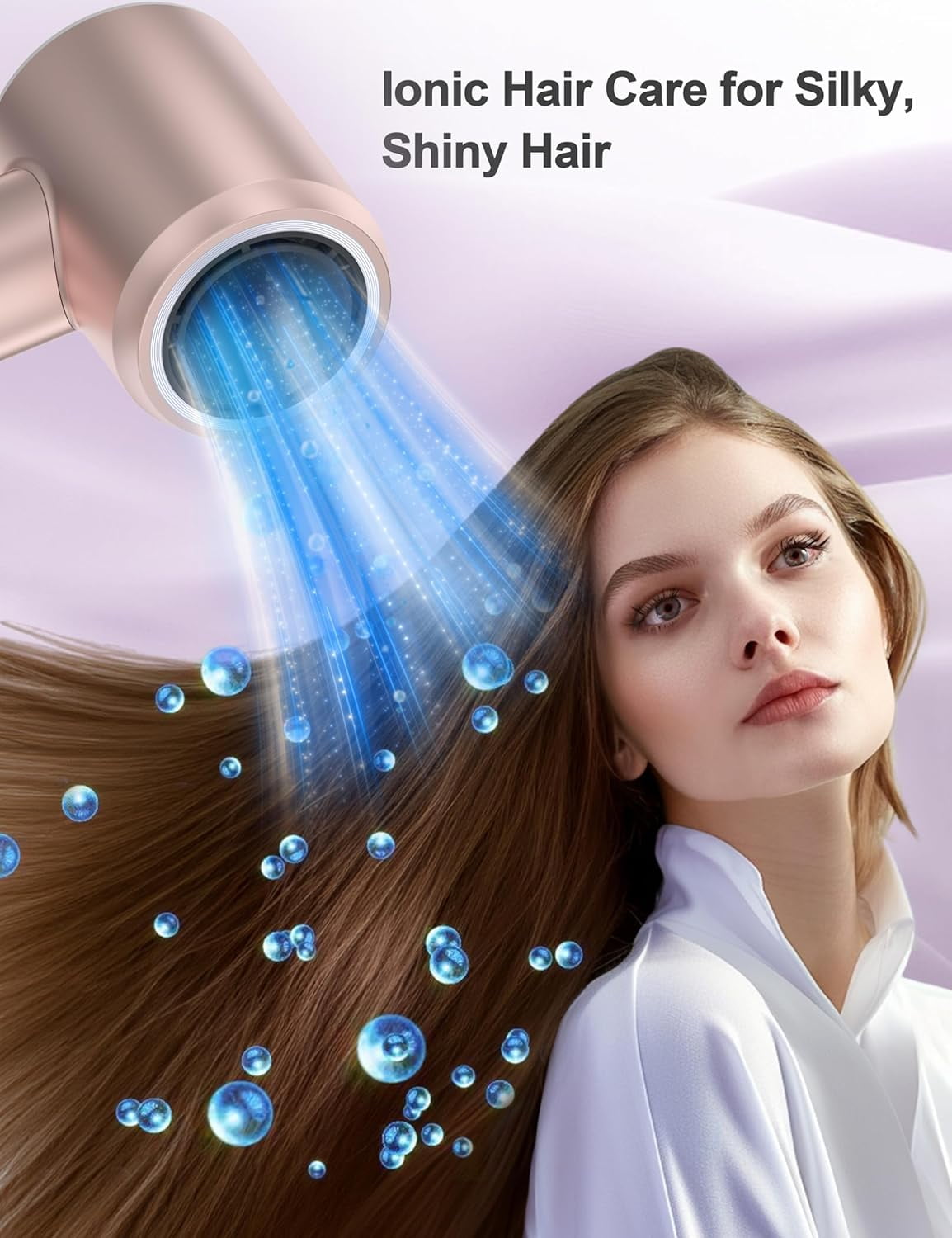 Professional Ionic Hair Dryer, 1800W High Speed Blow Dryer for Home Salon, Real 200 Million Negative Ions, 120,000 RPM Brushless Motor for All Hair Types (Pink)