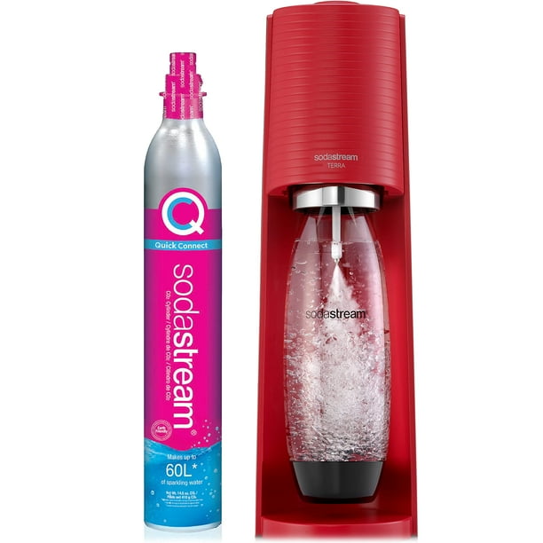 Máquina de agua con gas SodaStream Terra (roja) con CO2 y botella apta para lavavajillas