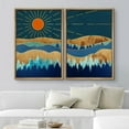 thumbnail image 2 of IDEA4WALL Framed Wall Art Print Set Shining Sun Over Gold & Blue Granite Marble Forest Abstract Shapes Modern Art Nordic Colorful Chic for Living Room, Bedroom, Office - 16"x24"x2 Natural, 2 of 5