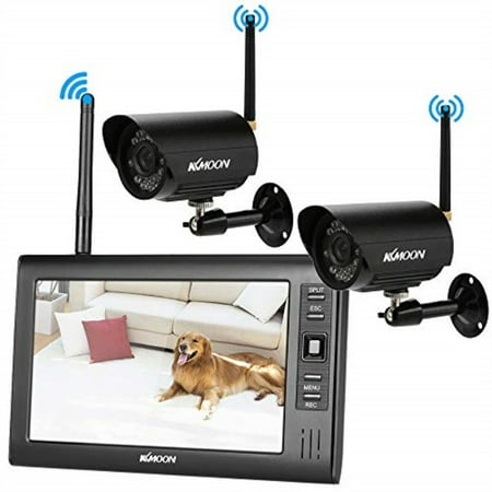 Quad Lcd Dvr - kkmoon wireless 2.4ghz 7 tft digital lcd display monitor 2 channel quad dvr + 2 ir night vision waterproof camera support av output voice monitoring motion detection recording tf card
