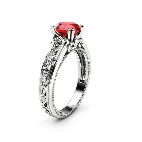 Filigree & Milgrain Ruby Vintage Engagement Ring