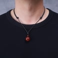 thumbnail image 3 of COAI Round Bead Red Agate Stone Pendant Necklace for Men Women, 3 of 5
