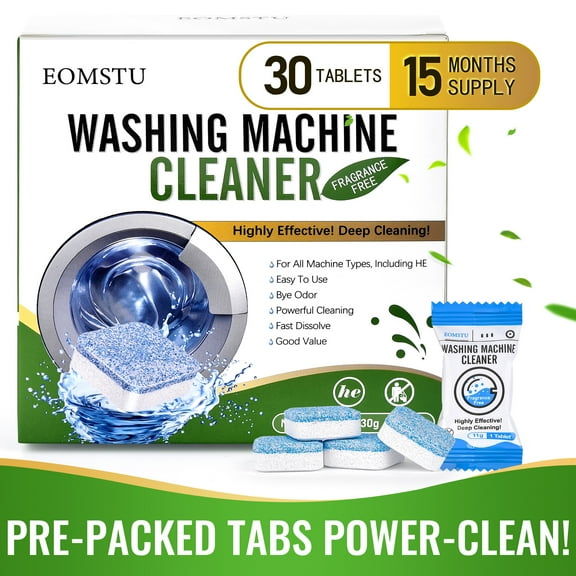 EOMSTU Washing Machine Cleaner Tablets, Fragrance Free, 30 Count