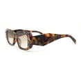 thumbnail image 3 of Womens Geometric Square Bevel Rectangle Rhinestone Jewel Plastic Sunglasses Tortoise - Brown, 3 of 4
