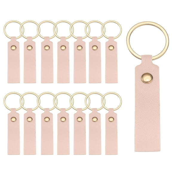 Uxcell 20 Pcs PU Leather Keychain Blanks Bulk Laser Engraving Keychain Leather Key Fob Kit with Key Rings for DIY Supplies Gifts (Pink, 3.7" x 0.7")