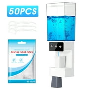 HoldPeak Automatic Mouthwash Dispenser Touchelss 700ML (25 oz) with Magnetic Cups, Wall Mounted Dispenser (50PCS Floss Included)