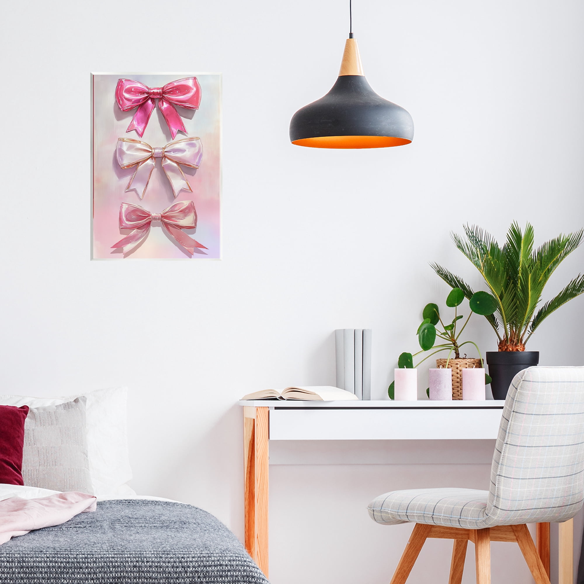Stupell Industries Blush And Satin Bows Wall Plaque Art, design by Annabelle Hall