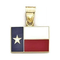 14k Yellow Gold Enamel Texas Flag Pendant - 1.5 Grams
