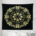 thumbnail image 1 of Yellow Damask Tapestry, Graphic Abstract Flowers Circular Frame Leaves Image, Fabric Wall Hanging Decor for Bedroom Living Room Dorm, 5 Sizes, Pale Yellow and Black, by Ambesonne, 1 of 1