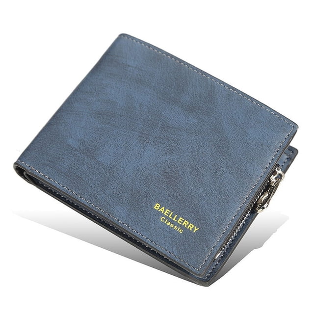 Cartera corta para hombre, con múltiples posiciones para tarjetas, de cuero, plegable, para monedas, horizontal, moderna, para tarjetas