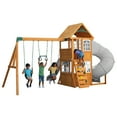thumbnail image 2 of KidKraft Sterling Falls Wooden Swing Set / Playset with Clubhouse, Mailbox, Slide and Play Kitchen, 2 of 19