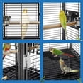 thumbnail image 1 of AKDSteel Bird Travel Carrier Cage, 19 Inch Wrought Iron Small Bird Cage For Parrots, Conures, Lovebirds, Cockatiels, And Parakeets In Black, 1 of 8