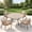 Graywood Table-Wheat Cushion, variant on Vicllax 5 Pieces Outdoor Patio Dining Set, 41" Gray Round Table and 4 Rattan Chairs with Soft Gray Cushions