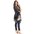 thumbnail image 4 of Sakkas Adalwin Desert Sun Lightweight Circle Ponch Tunic Top Blouse W / Embroidery - 35-BlackWhite - One Size, 4 of 5