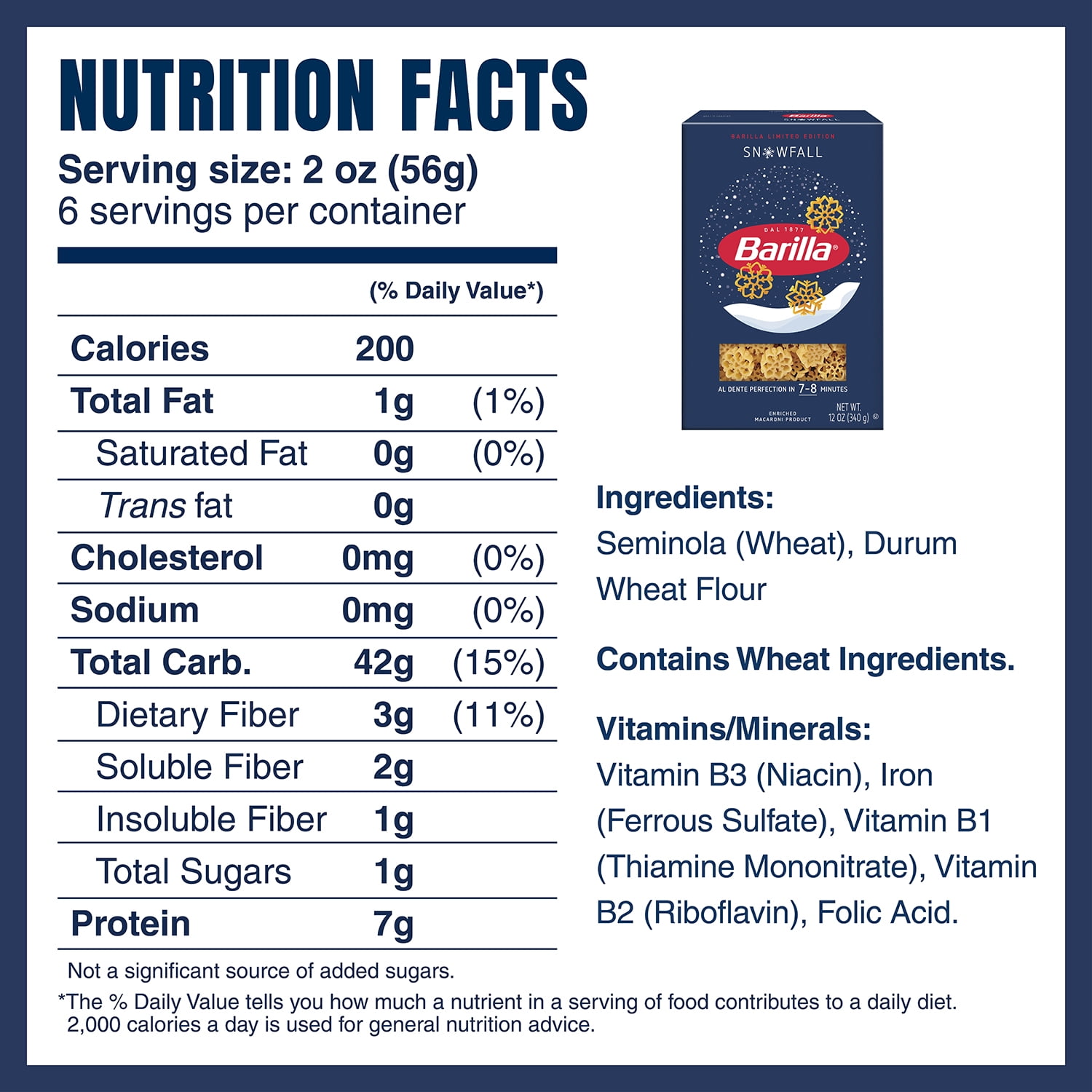 (4 pack) Barilla Classic Non-GMO, Kosher Certified Snowfall Pasta, 12 oz.