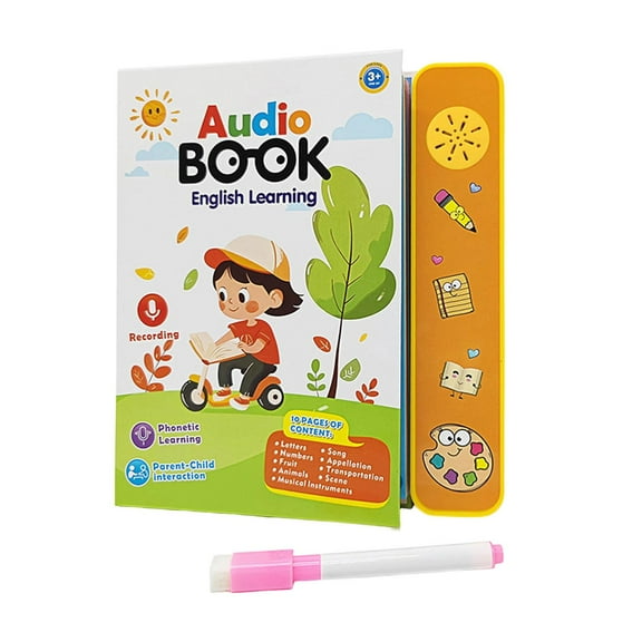 Libro de audio interactivo con palabras en inglés para niños y niñas en edad preescolar, vocabulario cognitivo, estudio y aprendizaje de las primeras
