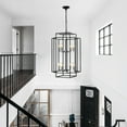 thumbnail image 5 of 18" Modern 8-Light Black & Chrome Geometric Pendant Chandelier, Industrial Metal Frame, Adjustable Hanging Light for Living Room, Dining Room, Kitchen (No Bulbs), 5 of 10