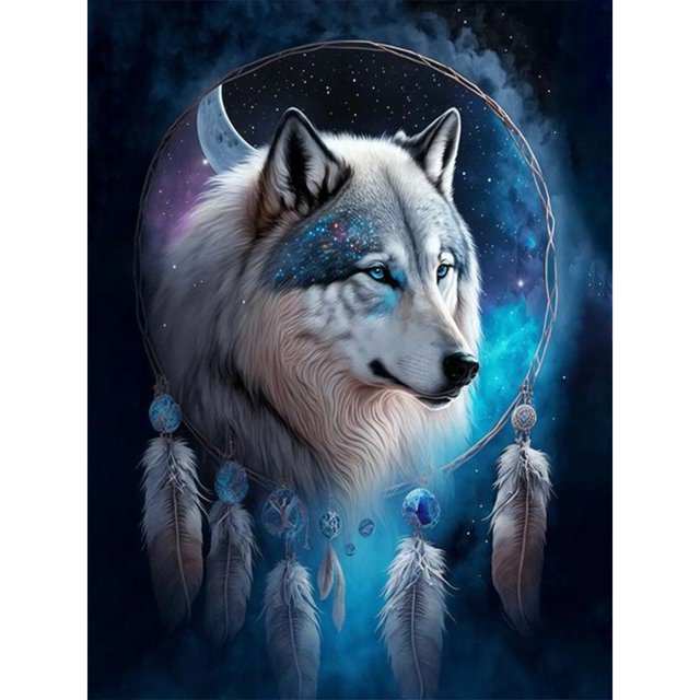Pintura de diamante 5D DIY Kit de lobo de taladro redondo completo Artesanía de decoración del hogar (NH3377) Hugtrwg Para estrenar