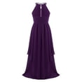 thumbnail image 3 of renvena Little Girl Sequins Halter Neck Ruffled Flower Girls Dress Chiffon Maxi Long Evening Prom Gowns Purple 12, 3 of 7