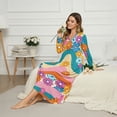 thumbnail image 3 of SEANATIVE Women's Sleepshirts Long Sleeve Cozy Button Front Nightshirt Long Length Pajama Dress Night Gown for Sleep Bedtime Home Relaxation, 2XL, Groovy Hippie Flower Daisy, 3 of 7