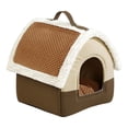 thumbnail image 4 of Casa portátil para perros, nido para mascotas/gatos, accesorios antideslizantes para mascotas con asa, cama interior para perros/gatos, cueva extraíbl Techo de Brown L, 4 of 9
