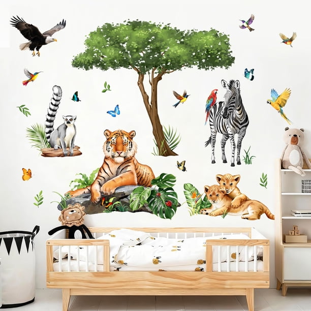Adhesivos de Pared Supzone Animales de Safari en la Jungla para Cuarto de Niños en Vinilo